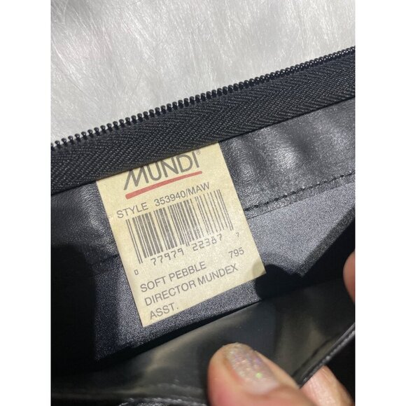 Mundi Soft Pebble Black Leather Zipper Portfolio Organizer With 3-Ring Binder - Picture 6 of 8